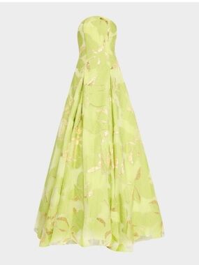 Jovani Strapless Light Green Floral Ball Gown